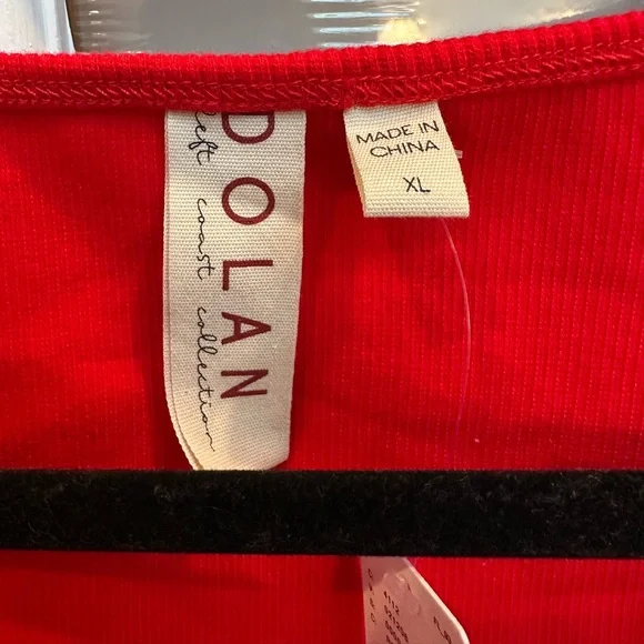 Anthropologie DOLAN Left Coast Tulle Sleeve Tank Top Blouse Red Chic Size XL - Picture 6 of 11